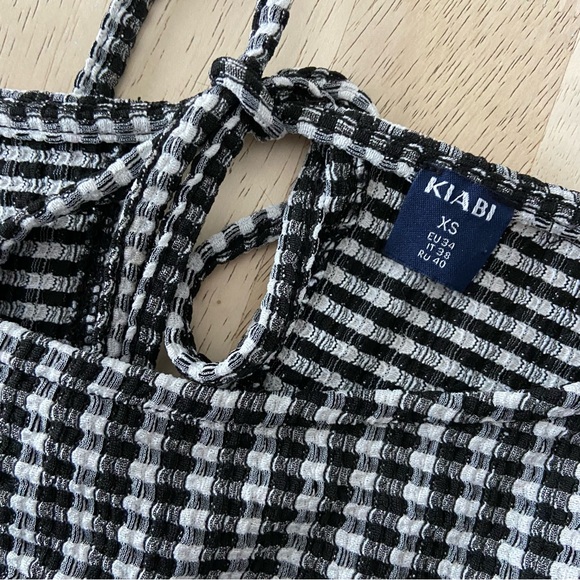 Kiabi Black & White Gingham Tie Back Crop Blouse Top Women’s Size XS/S - Picture 6 of 8